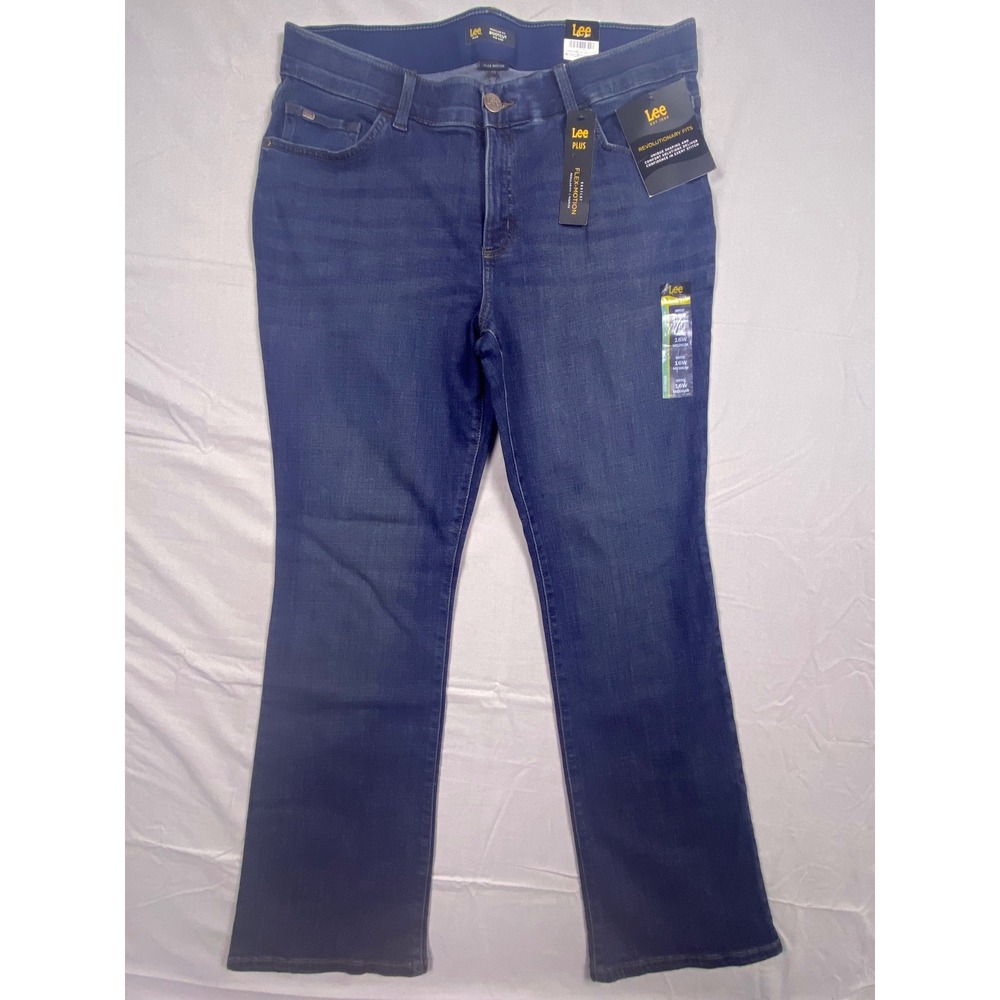 Lee Plus Flex-Motion Regular Fit Bootcut Mid Rise Jeans Women 16W Blue Denim NWT